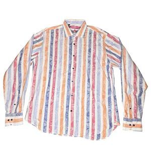 Luchiano Visconti Sz XL Men's Multi-Color Abstract Cotton Long Sleeve Shirt NICE